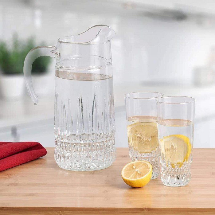 Luminarc Imperator Sherbet Set , 7 Pieces , Jug + 6 Shops , Clear Glass