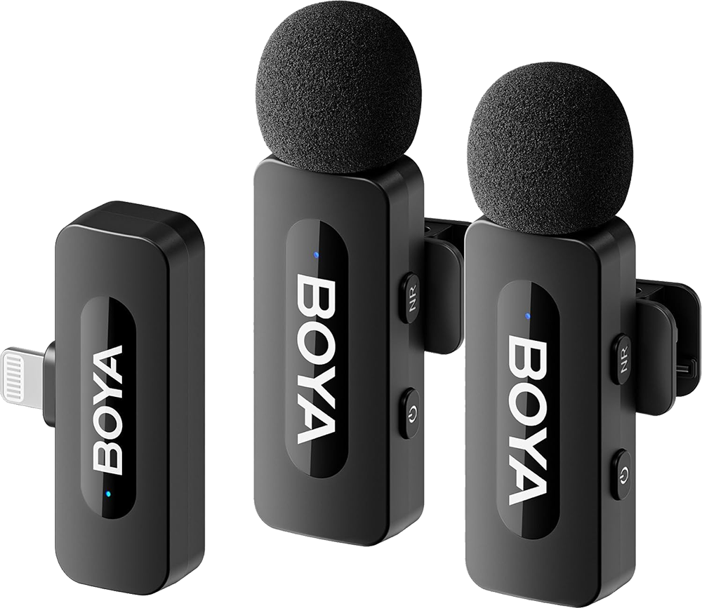 BOYA LIGHTNING Wireless Microphone for IOS Devices Noise Reduction LED Indicator Black BY-V2