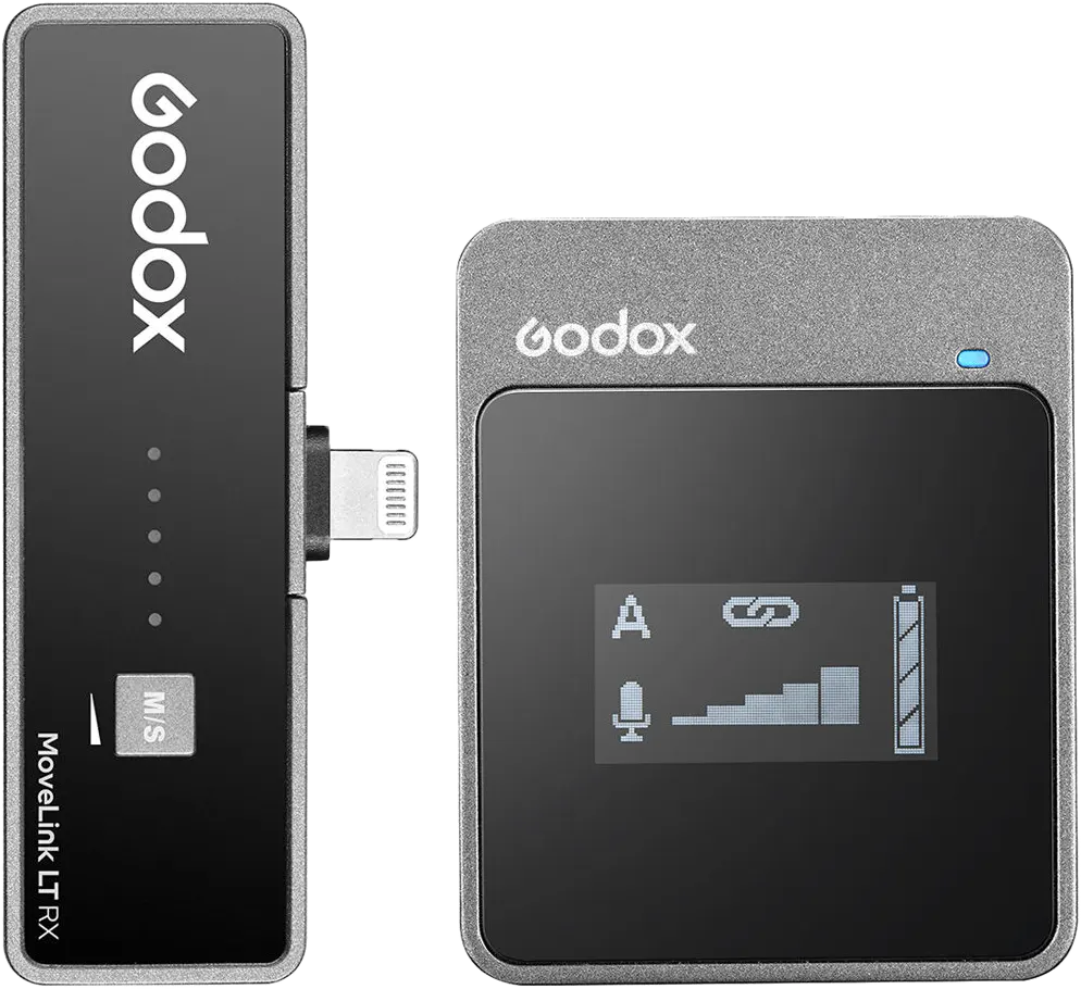 Godox MoveLink LT1 Compact Digital Wireless Microphone System, Rechargeable, 2.4 GHz, for Smartphones & Tablets , Black