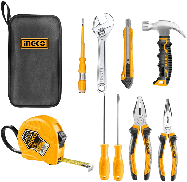 INGCO 9 Piece Hand Tool Set with Bag HKTH-20809