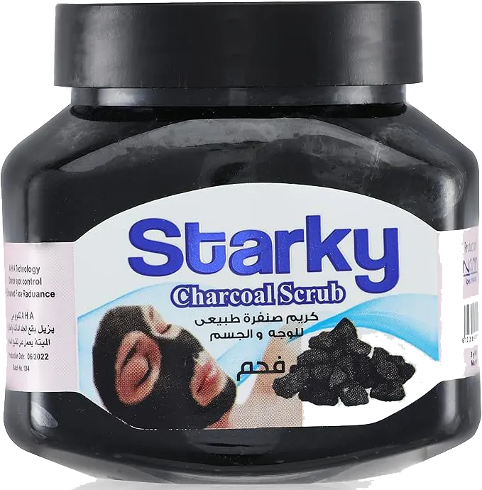 Starky Natural Scrub Cream With Charcoal For Face And Body, 300 Ml