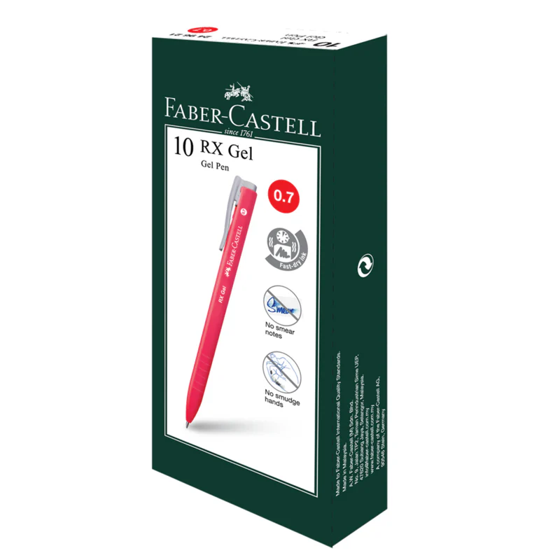 Faber-Castell RX Gel Pen , 0.7mm ,Quick Dry , Red, 249621