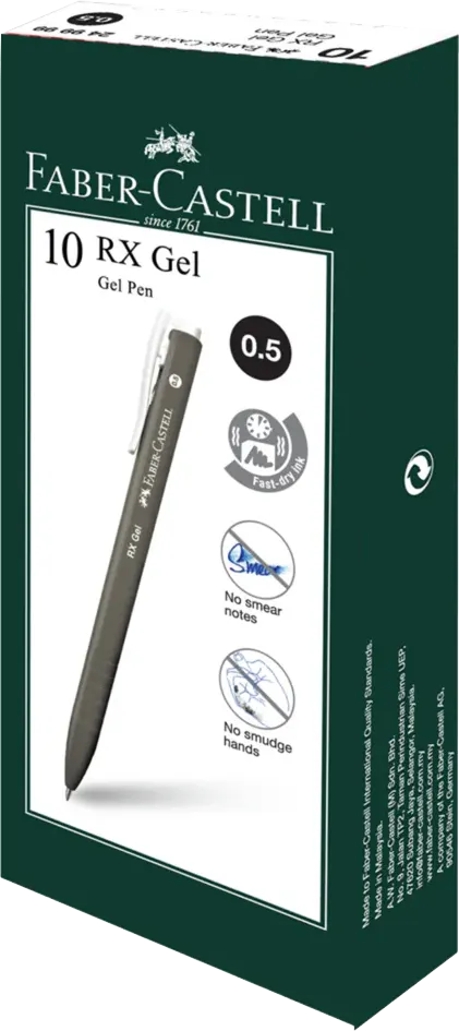 Faber-Castell RX Gel Pen , 0.5mm ,Quick Dry , Black, 249999
