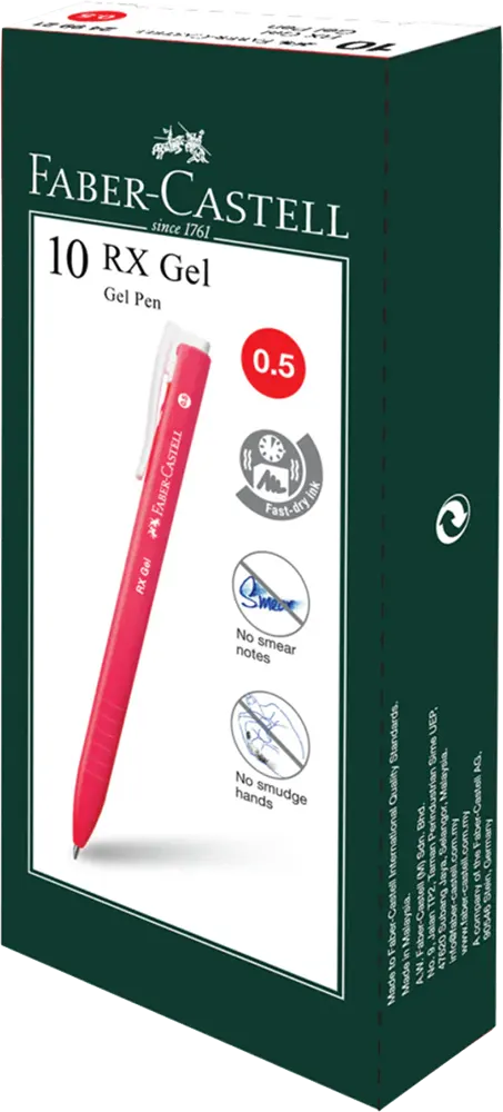 Faber-Castell RX Gel Pen , 0.5mm ,Quick Dry , Red, 249921