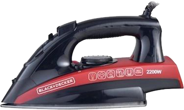 Black & Decker Steam Iron, 2200W, 220ml Tank Capacity, Black*Red, X2200 (Anasia Warranty)