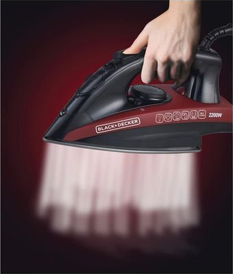 Black & Decker Steam Iron, 2200W, 220ml Tank Capacity, Black*Red, X2200 (Anasia Warranty)