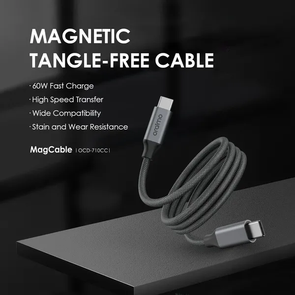 Oraimo Fast Charging and Data Transfer Cable, 60W, Type-C to Type-C, Black, OCD-710CC