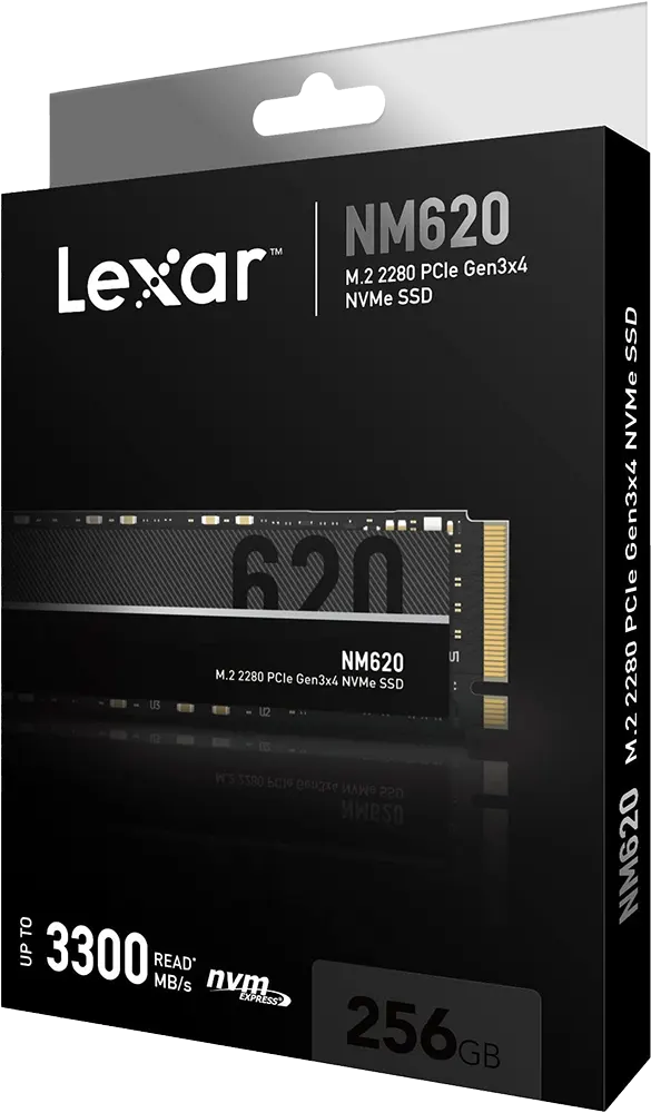 هارد ديسك داخلي ليكسار NM620 M.2 2280 NVMe SSD، سعة 256 جيجابايت، أسود، LNM620X256G