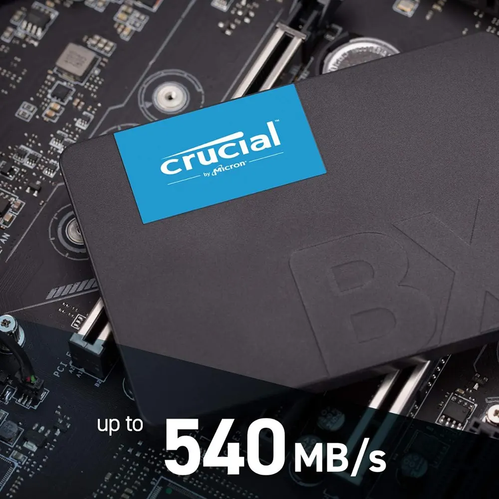 هارد ديسك داخلي كروشال BX500 ساتا 2.5 بوصة SSD، للاب توب والكومبيوتر، سعة 1 تيرابايت، ، أسود، CT1000BX500SSD1