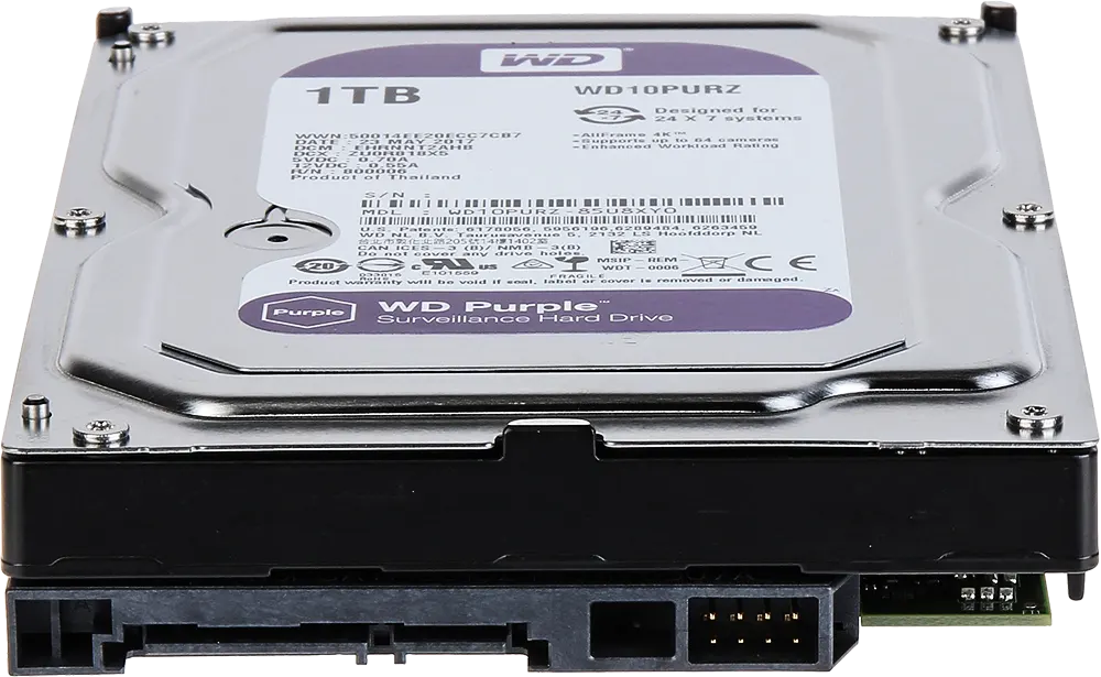 هارد ديسك داخلي ويسترن ديجيتال، انظمة المراقبة، سعة 1 تيرابايت، بنفسجي، موديل WD10PURZ