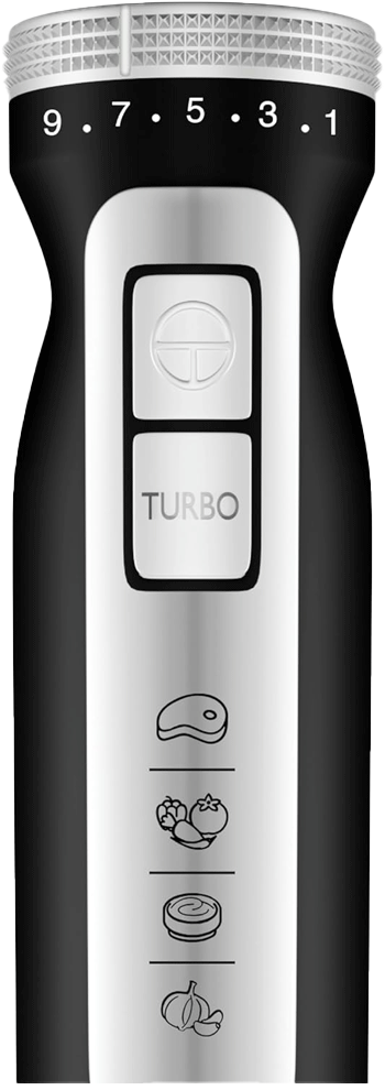 Mienta Hand Blender, 1000 Watt, 600 ml Cup, Turbo Speed, Stainless Steel, Black, HB111338A