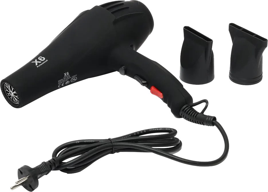 Hair Dryer X6 2500 Watt, 2 Speeds, 3 Heat Levels, Black