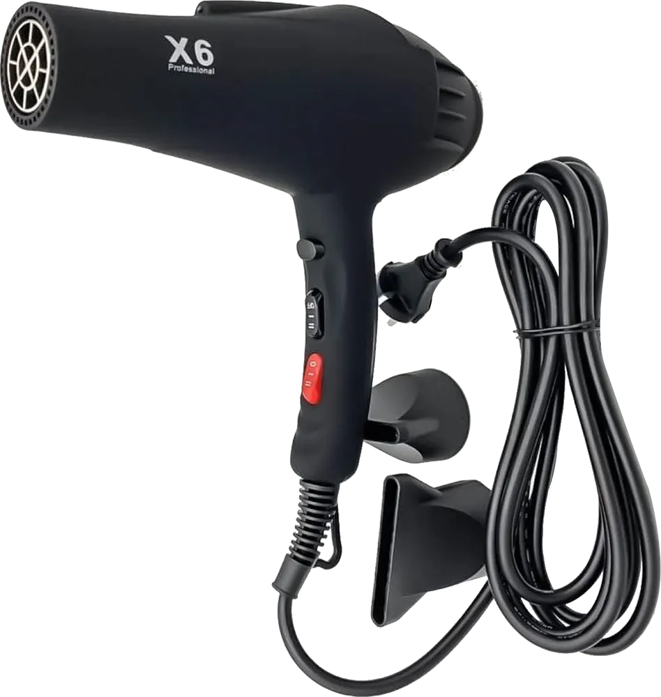 Hair Dryer X6 2500 Watt, 2 Speeds, 3 Heat Levels, Black