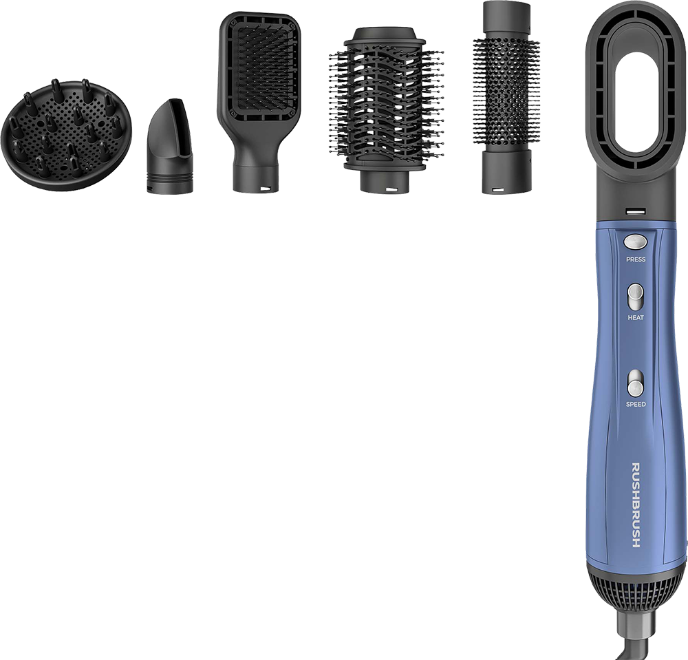 Rush Brush Hair Styling Kit, 1300 Watts, 3 Heat Levels, 2 Speeds, Navy Blue, 6+