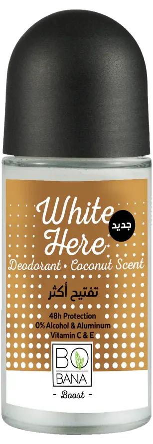Bobana White Here Deodorant With Coconut Scent, 50 Ml