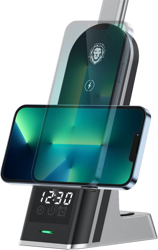 7-in-1 Dual Coil Max Wireless Charger, 15W, LED Flashlight, Black, H33