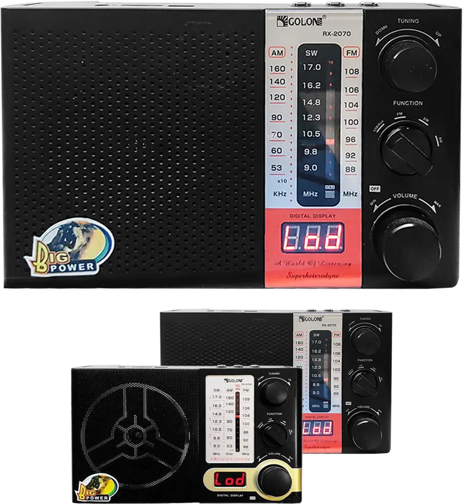 Golon Portable FM\AM\SW Radio, Rechargeable Battery, Headphone Port, Black, RX-2070-2060