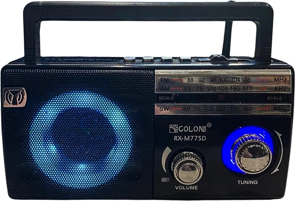 Golon Portable FM\AM\SW Radio, Rechargeable Battery, RGB light, multi-Color, RX-M55D-M77D