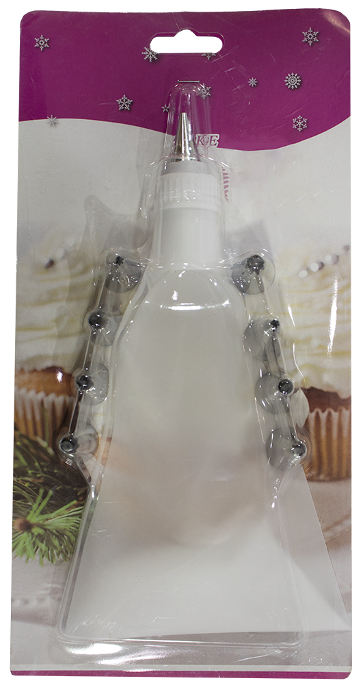 كيس كريمة شفاف + 9 بلابل استانلس ستيل ، مقاس كبير