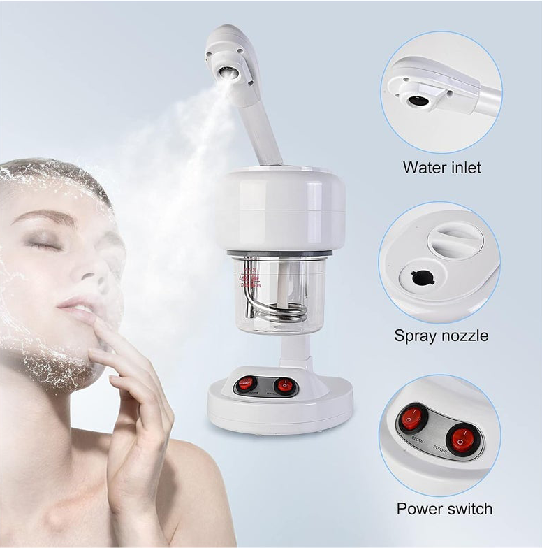 Home Gold Skin Care Steamer, 360 Degree Rotating Sprayer, White, HG-606
