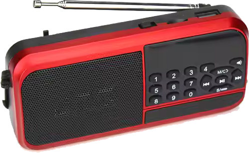 JOC Mini FM Radio, Rechargeable Battery, Bluetooth Support, LED Display, Headphone Jack, Red, H798