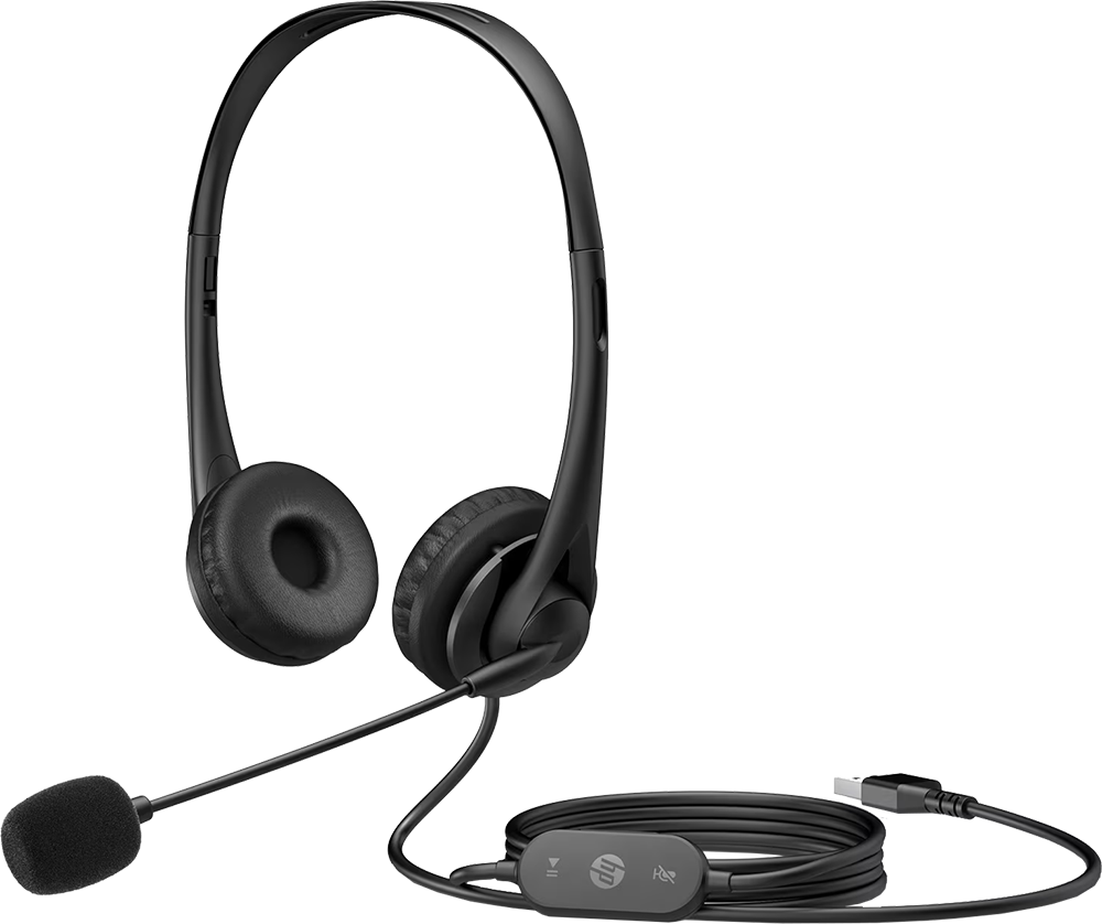 HP G2 Wired Headset, Stereo Sound, USB Connector, Built-in Microphone with Noise Cancellation, Black, HP23H - 428H5AA#ABB