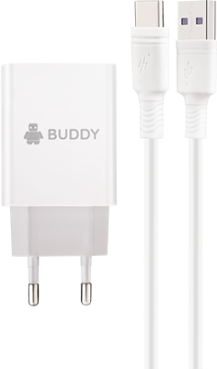 شاحن بادي جداري، 18 واط، شحن سريع، يو إس بي سي، أبيض، QC3.0، H4