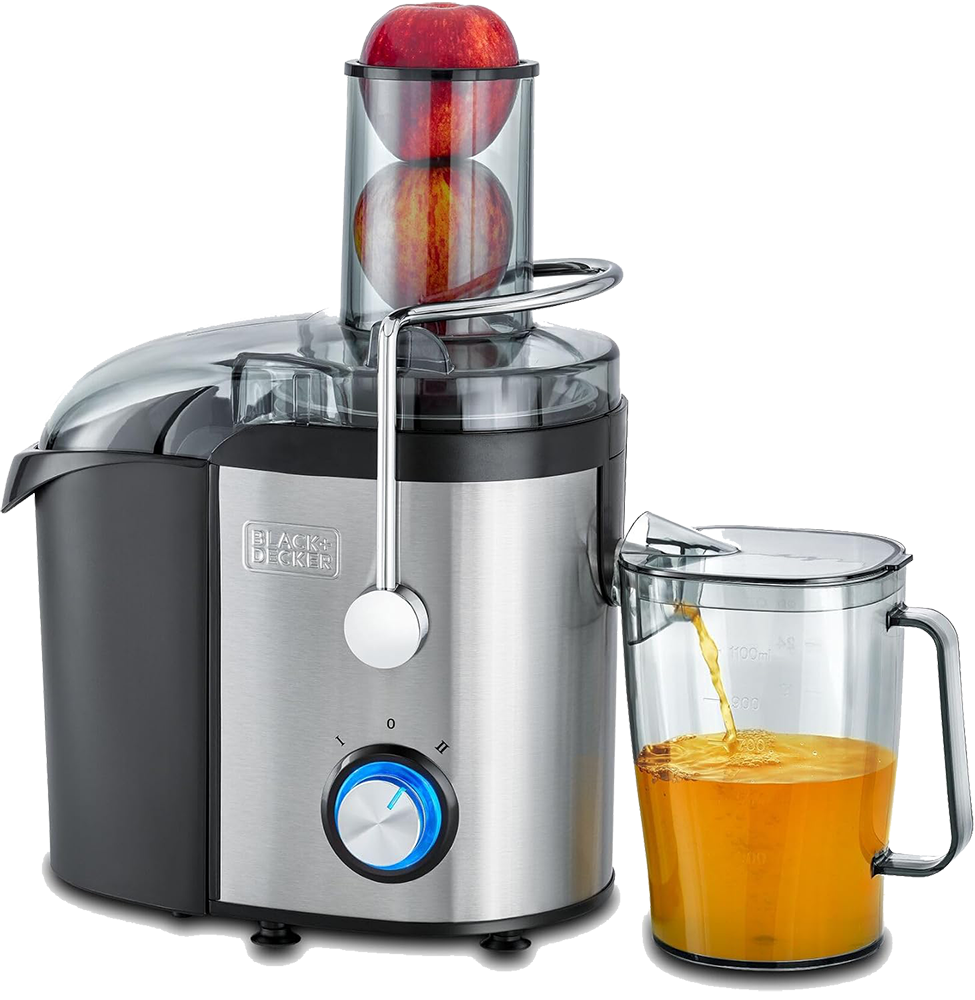 Black and Decker Juice Extractor , 800 Watts , 2 Speeds , Stainless Steel x Black , JE800 , (With Ansia Warranty)