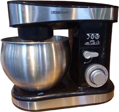 Black & White Professional Stand Mixer, 1200 Watt, 6.2 Liter Capacity, 6 Speeds, Black, SM-612