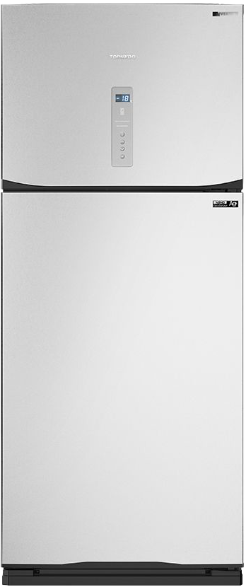 Tornado No Frost Refrigerator, 396 Liters, 2 Doors, Digital Display, Inverter, Silver, RF-480ATV-SL