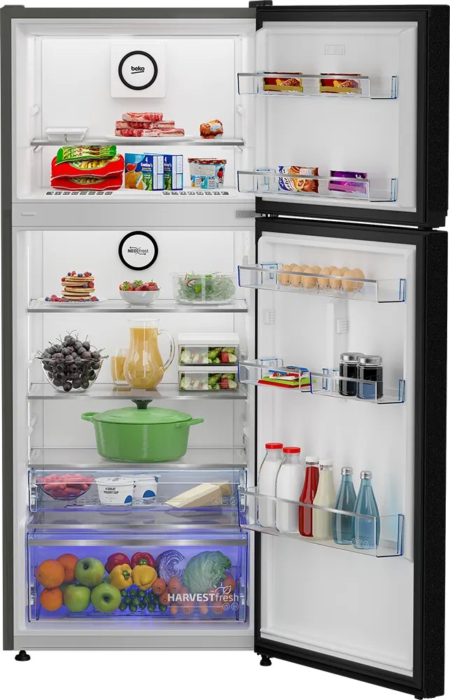 Beko No Frost Refrigerator, 420 Liters, 2 Doors, Digital Screen, Inverter, Black, Model: RDNE420K02DXITEGB