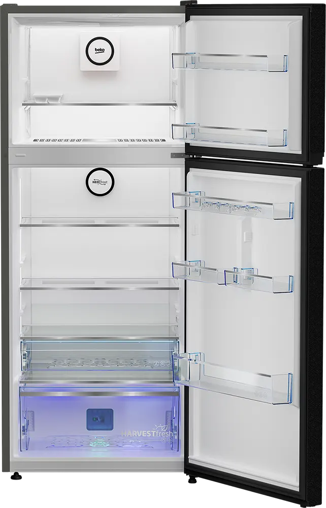 Beko No Frost Refrigerator, 420 Liters, 2 Doors, Digital Screen, Inverter, Black, Model: RDNE420K02DXITEGB