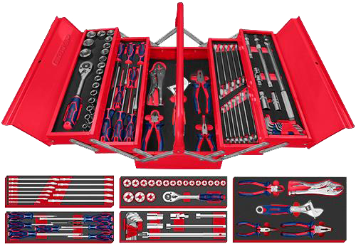EMTOP Complete Sheet Metal Hand Tool Set, 59 Pieces, 5 Drawers, EHTS00591