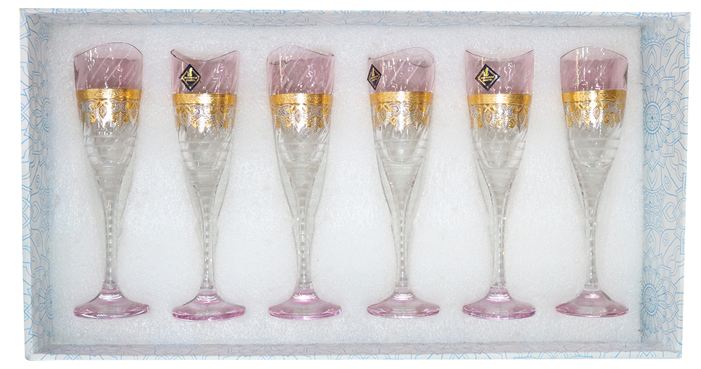 Khawaja 3-Lip Glass Set, 6 Pieces, Honey
