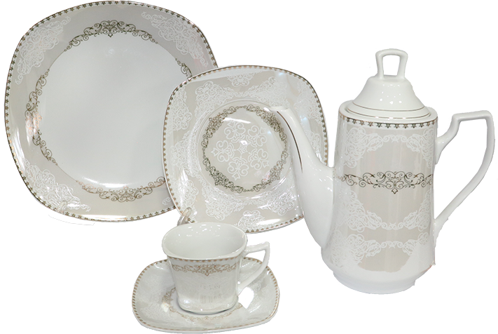 طقم سفرة التاج من الاندلس ، 62 قطعة، أبيض، 22073G