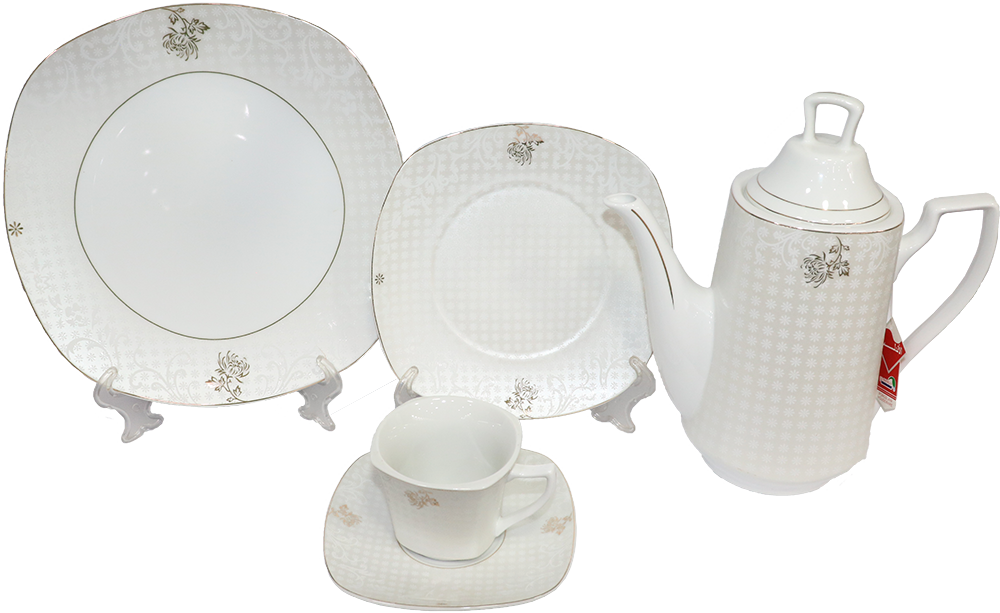 al-Andalos Crown Dining Set, 62 Pieces, White, 24055G