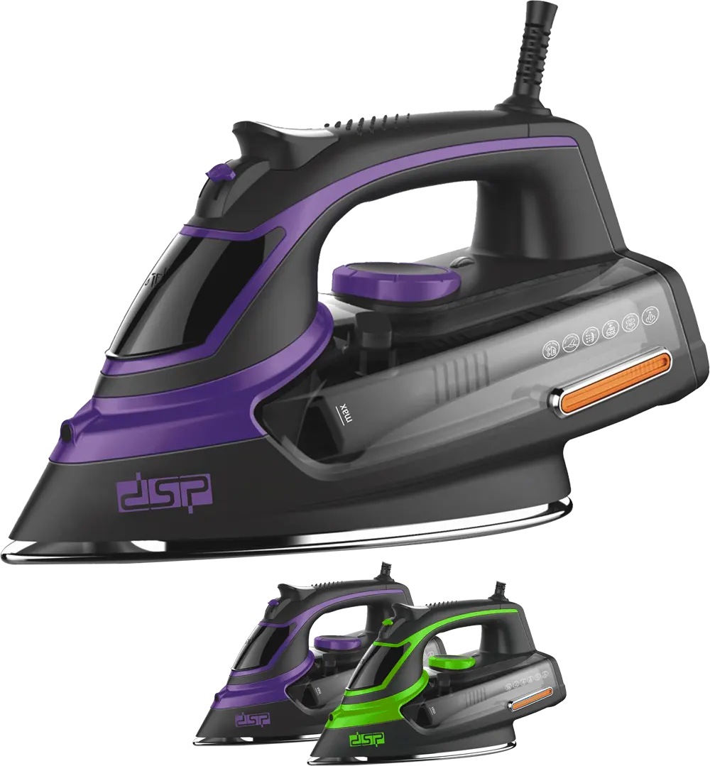 DSP Steam Iron 2000W , Ceramic Soleplate, Multi-Color, KD1004