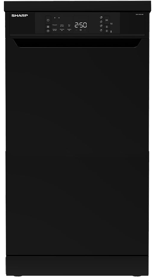 غسالة أطباق شارب ، 45 سم ، 10 فرد ، 6 برامج، شاشة ديجيتال ، أسود ، QW-V610-BK