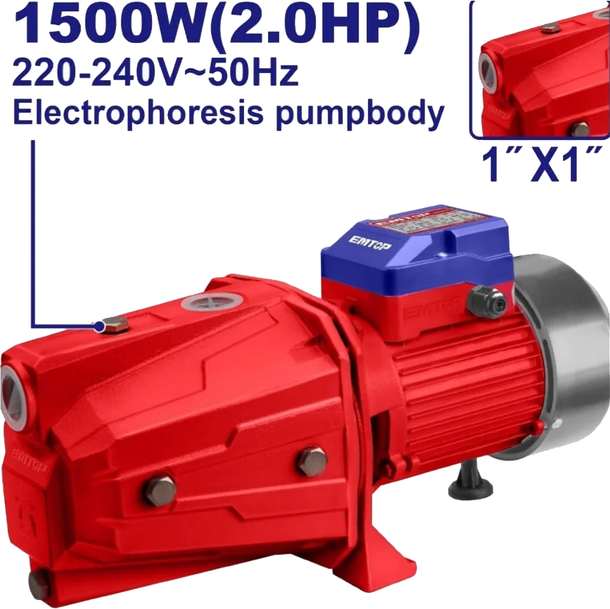 موتور مياه من إم توب، 1500 وات، 2 حصان، ملفات نحاس ، تحضير ذاتي ، EWPPJ15001