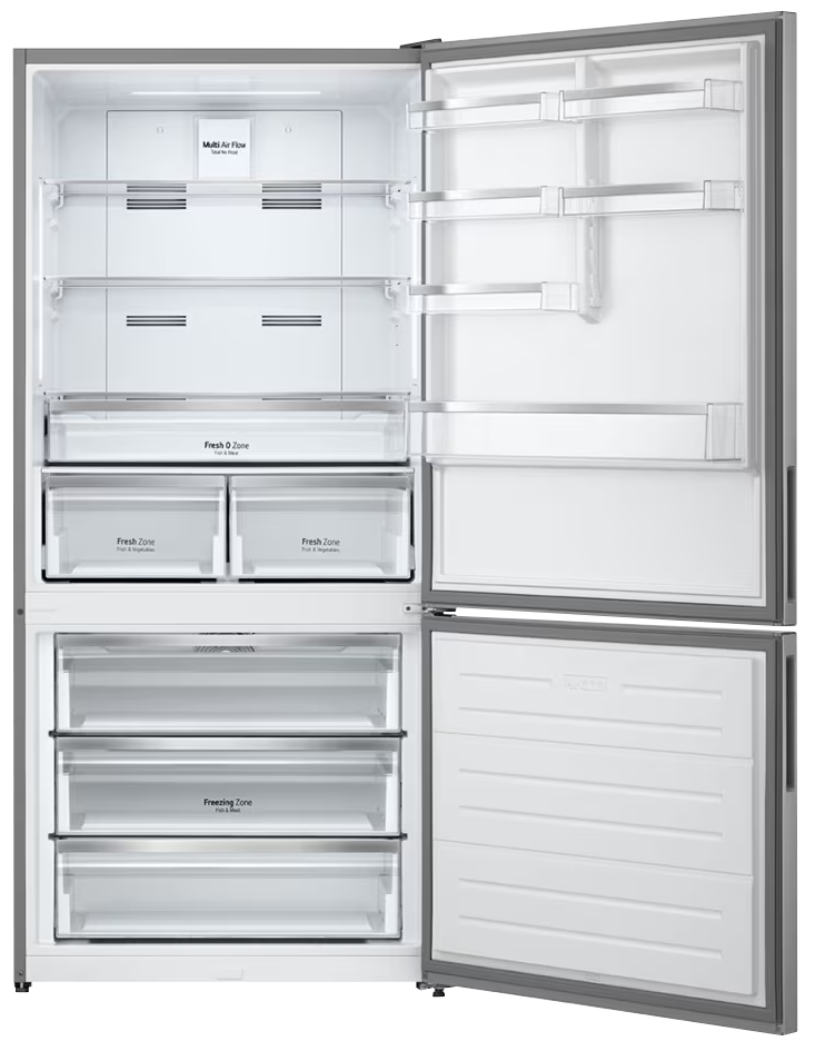 LG Combi No Frost Refrigerator, 588 Liters, 2 Doors, Inverter, Digital Screen, Silver, GTF569PVAM