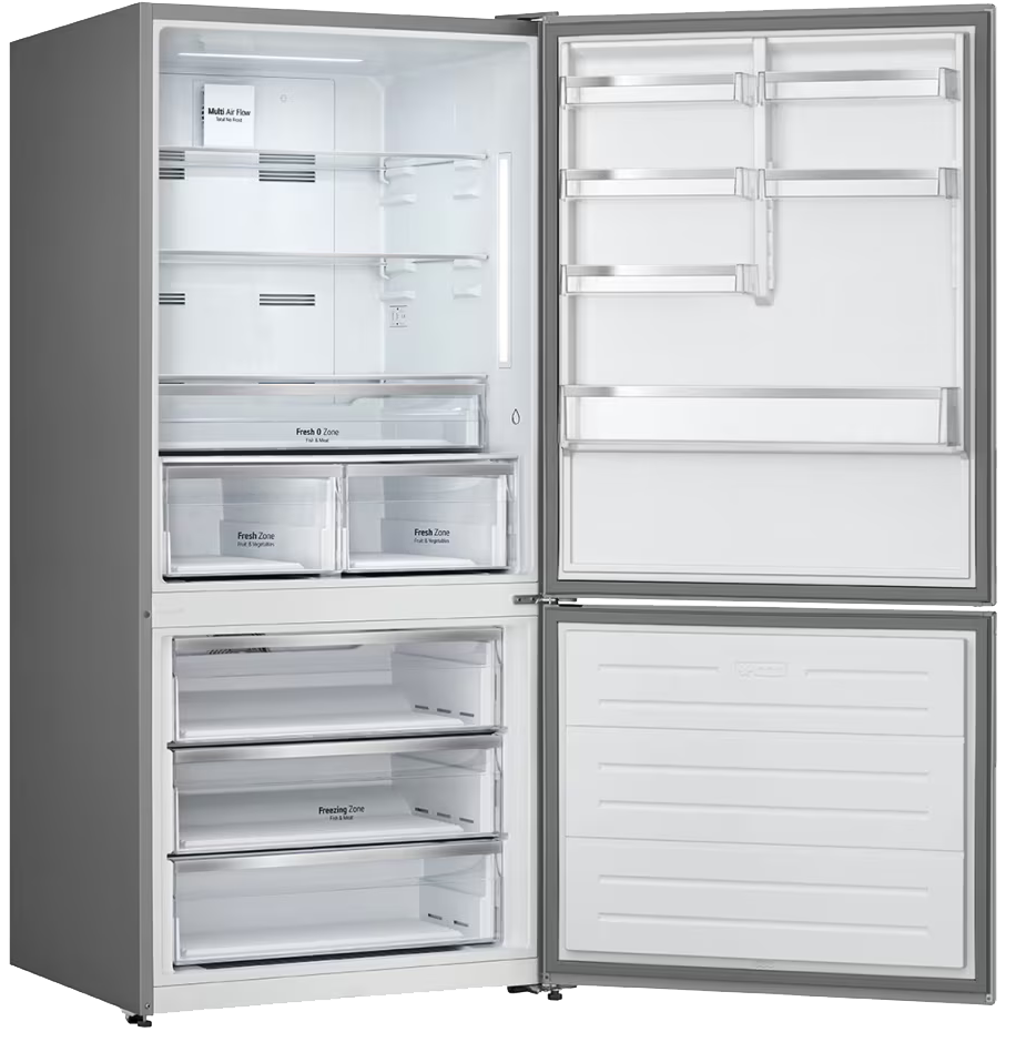 LG Combi No Frost Refrigerator, 588 Liters, 2 Doors, Inverter, Digital Screen, Silver, GTF569PVAM