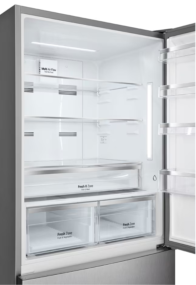 LG Combi No Frost Refrigerator, 588 Liters, 2 Doors, Inverter, Digital Screen, Silver, GTF569PVAM