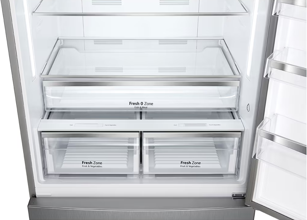 LG Combi No Frost Refrigerator, 588 Liters, 2 Doors, Inverter, Digital Screen, Silver, GTF569PVAM