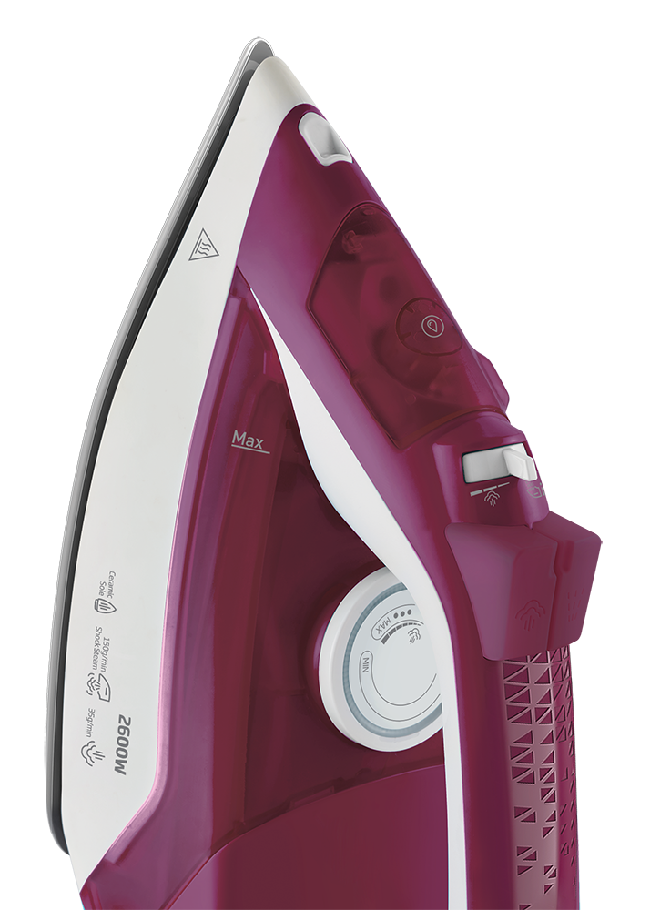 Beko Steam Iron, 2600W , 240 ml , Ceramic Soleplate , Maroon, SIM 3126 R