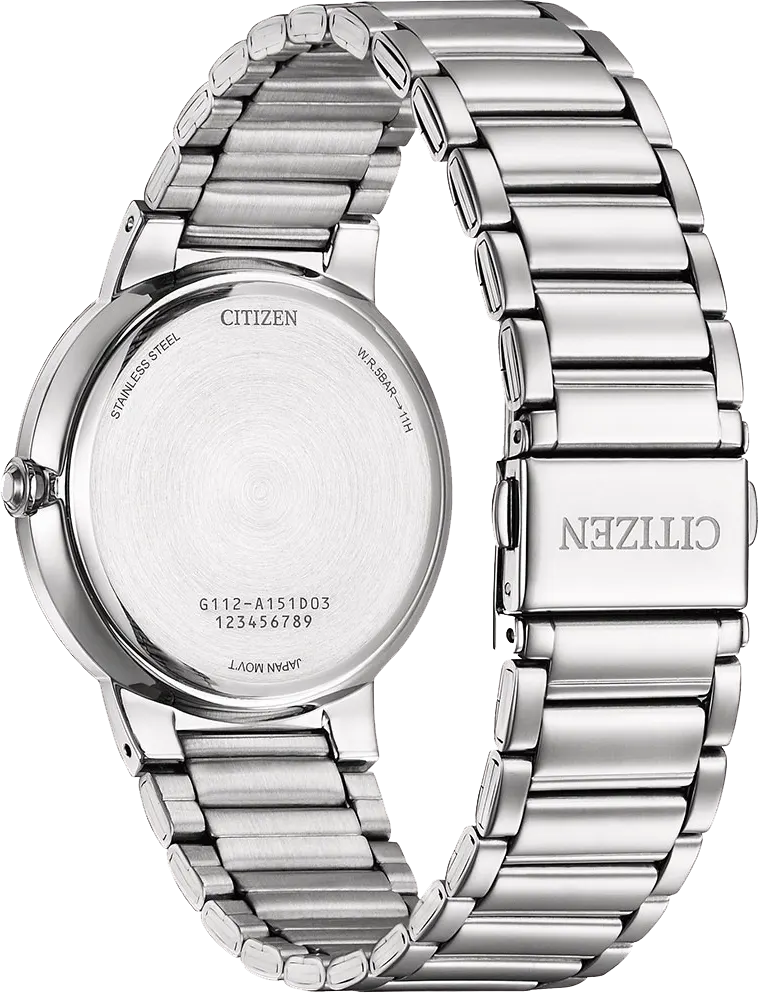 ساعة سيتيزن للرجال، مينا زرقاء، عقارب دائرية، سوار ستانلس ستيل فضي، ساعة يد تناظرية، فضية، BI5120-51L