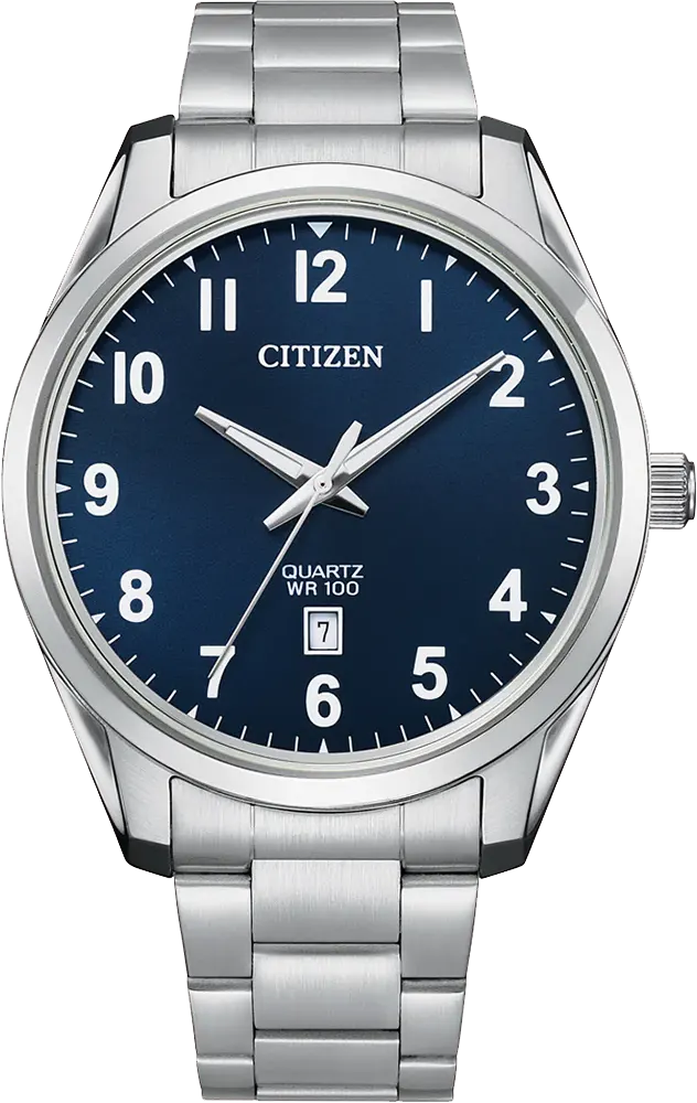 Citizen Men's Watch, Blue Dial, Round Hands, Silver Stainless Steel Strap, Analog Wrist Watch, Silver, BI1031-51L