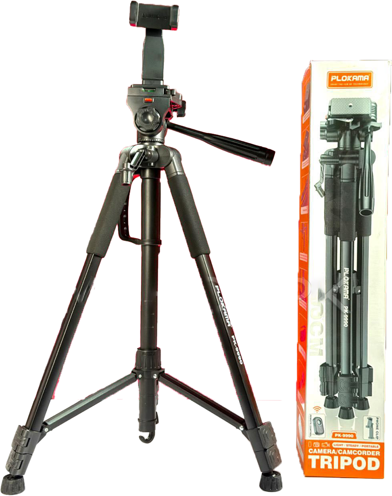PLOKAMA Tripod Camera Stand, 180cm, 360° Rotation, Black, PK-9990