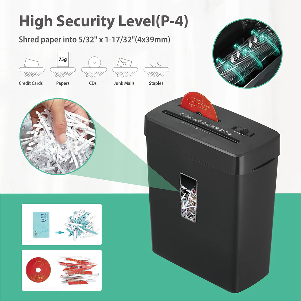 Paper shredder, 8 sheets, 13 liters, black, C222P