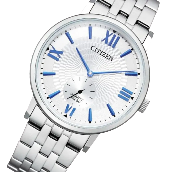 ساعة سيتيزن للرجال، ميناء فضي، عقارب دائرية، سوار ستانلس ستيل فضي ، ساعة يد تناظرية، فضية، BE9170-72A