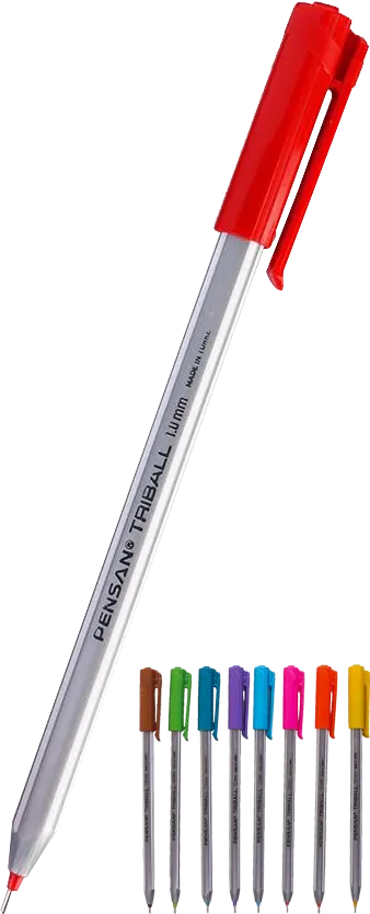 Pensan 1003 Ballpoint Pen, 1.0 mm Thickness, TRIBALL Opaque, Assorted Colors